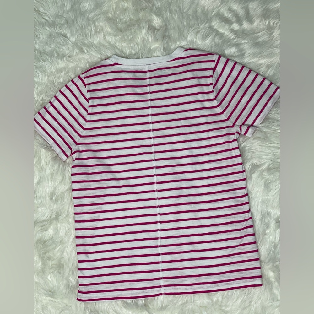 J. Crew Pink and White Striped Short Sleeve Tee #242 - Picture 3 of 6